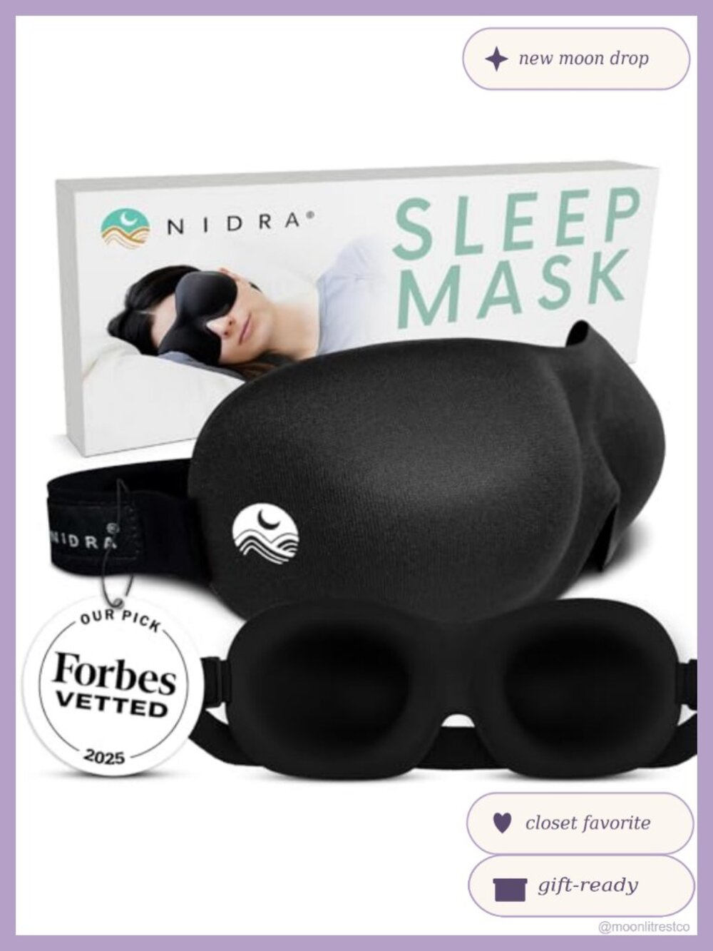 3D Contoured Sleep Mask Memory Foam Blackout Adjustable Strap